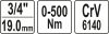 Yato nyomatékkulcs 3/4" 0-500 Nm CrV