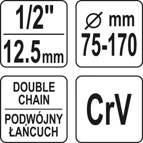 Yato olajszűrő leszedő láncos 1/2" 75 - 170 mm