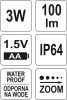 Yato elemes LED zseblámpa 100 lumen CREE LED 3W 1 x AA