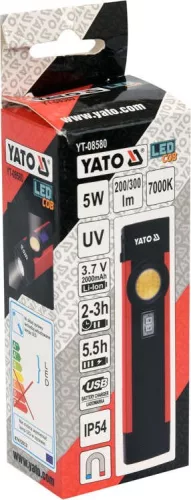 Yato akkus LED + UV zseblámpa 200/300 lumen (akku + töltő)