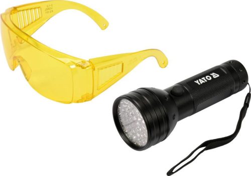 Yato elemes UV zseblámpa + szemüveg 3 x AA
