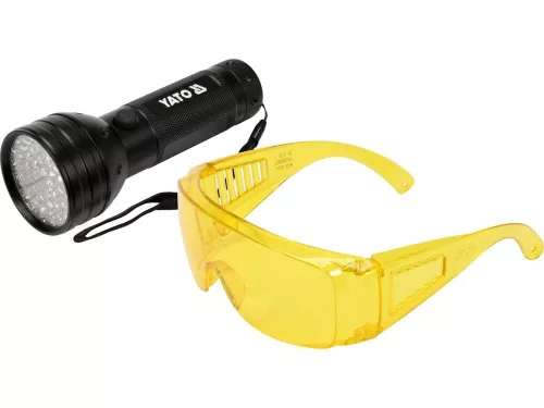 Yato elemes UV zseblámpa + szemüveg 3 x AA