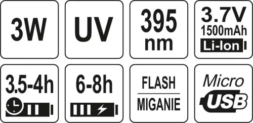 Yato akkus UV zseblámpa + szemüveg (akku + töltő)