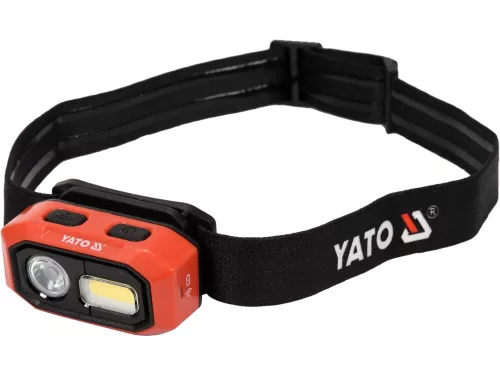 Yato akkus LED fejlámpa 480 lumen mozgásérzékelős (akku + töltő)