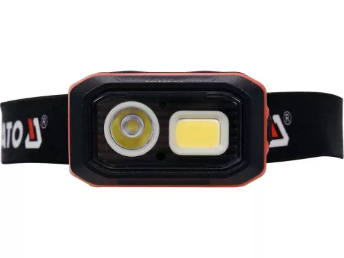 Yato akkus / elemes LED fejlámpa 500 lumen mozgásérzékelős (akku + töltő)