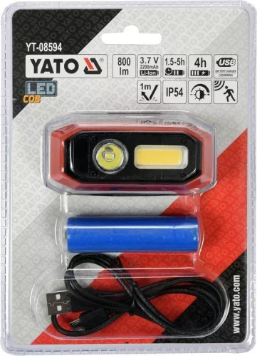 Yato akkus LED fejlámpa 800 lumen mozgásérzékelős (akku + töltő)