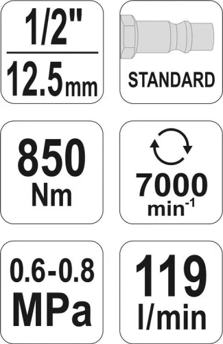 Yato légkulcs ütvecsavarozó 1/2 col 850Nm