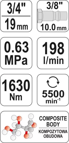 Yato légkulcs ütvecsavarozó 3/4 col 1630 Nm