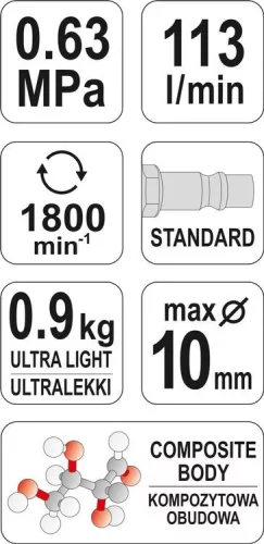 Yato pneumatikus fúró 10 mm