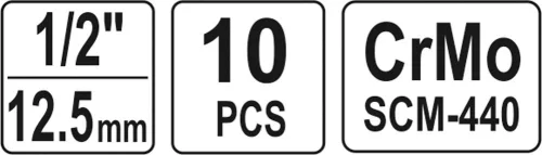 Yato gépi dugókulcs készlet 10 részes 1/2" 10-22 mm CrMo