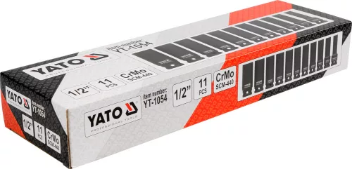 Yato gépi hosszú dugókulcs készlet 11 részes 1/2" 10-24 mm CrMo
