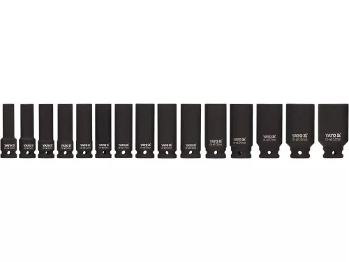 Yato gépi hosszú dugókulcs készlet 15 részes 1/2" 10-32 mm CrMo