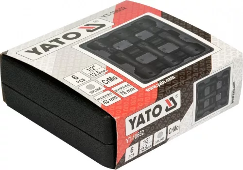 Yato gépi spline bit dugókulcs készlet 6 részes 1/2" M14-M18 CrMo