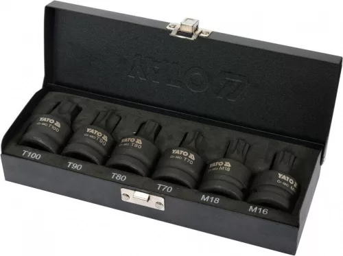 Yato gépi bit dugókulcs készlet 6 részes Torx és Spline 3/4" CrMo