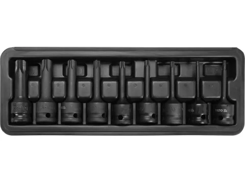 Yato gépi torx hosszú bit dugókulcs készlet 9 részes 1/2" T20-T70 CrMo