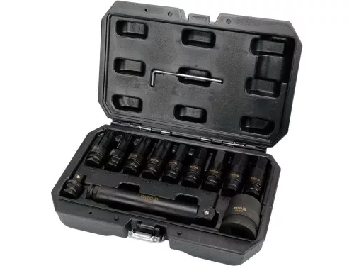 Yato gépi hosszú bit dugókulcs készlet 12 részes Torx és Imbusz 1/2", 3/4" kamionos CrMo