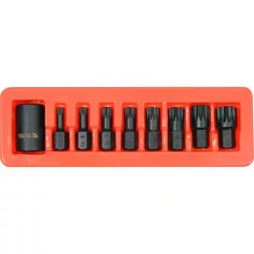 Yato gépi spline bit készlet 9 részes 1/2" M6-M18 mm dugókulcs adapterrel