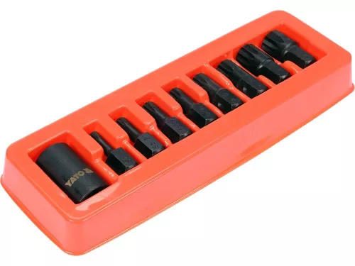 Yato gépi spline bit készlet 9 részes 1/2" M6-M18 mm dugókulcs adapterrel