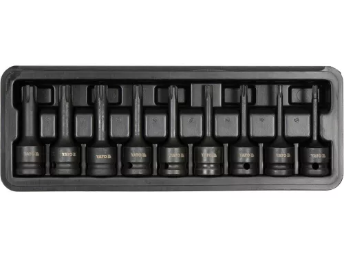 Yato gépi hosszú bit dugókulcs készlet 9 részes Ribe 1/2" RM5-RM14 CrMo