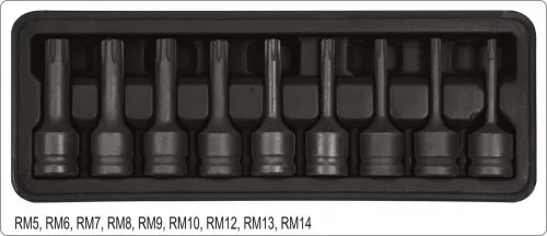 Yato gépi hosszú bit dugókulcs készlet 9 részes Ribe 1/2" RM5-RM14 CrMo