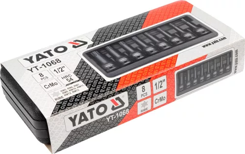 Yato gépi hosszú bit dugókulcs készlet 8 részes Ribe 1/2" RM5-RM13 CrMo