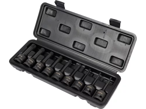 Yato gépi hosszú bit dugókulcs készlet 9 részes Spline 1/2" M4-M16 CrMo
