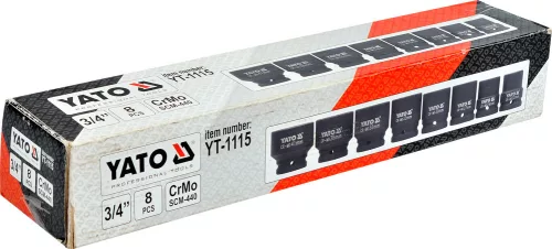 Yato gépi dugókulcs készlet 8 részes 3/4" 22-41 mm CrMo