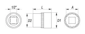Yato dugókulcs 12 szögletű 1/2" 10 mm CrV