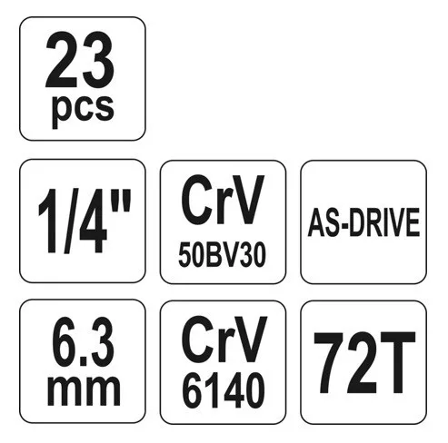 Yato dugókulcs készlet 23 részes 1/4" 4-13 mm CrV