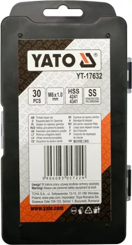 Yato menetjavító készlet 30 részes M6 1mm