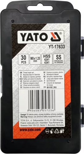 Yato menetjavító készlet 30 részes M8 1,25mm