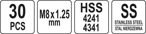 Yato menetjavító készlet 30 részes M8 1,25mm