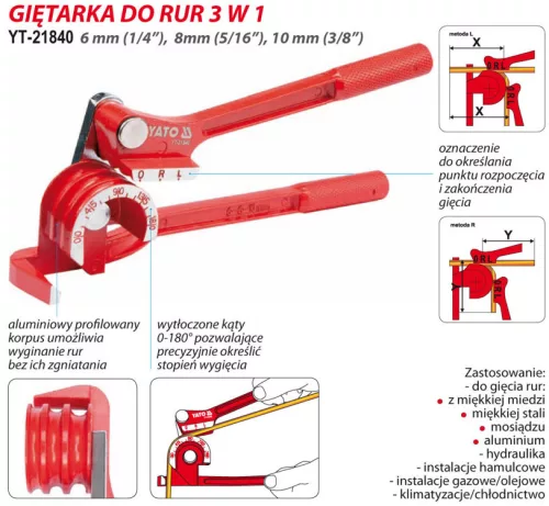 Yato csőhajlító kézi (6,8,10 mm)