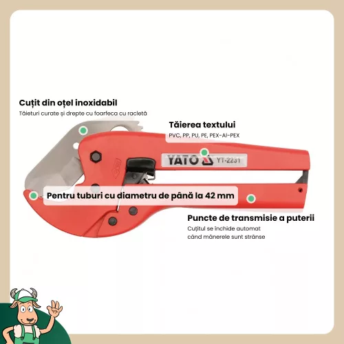 Yato csővágó olló PVC Max d=42 mm