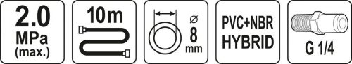 Yato pneumatikus tömlő 1/4" 8,0 mm x 10 m