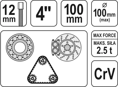 Yato csapágylehúzó 3 körmös 100 mm