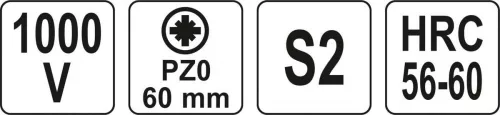 Yato csavarhúzó PZ0 x 60 mm 1000 V-ig szigetelt