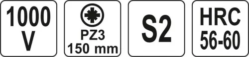 Yato csavarhúzó PZ3 x 150 mm 1000 V-ig szigetelt