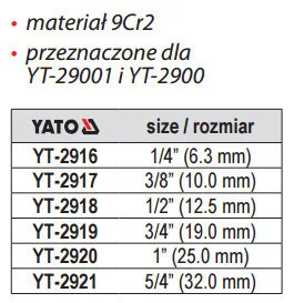 Yato csőmenetmetsző 1/2" pótfej