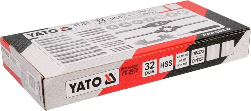 Yato menetfúró és metsző készlet (kézi) 32 részes HSS M3-M12-ig