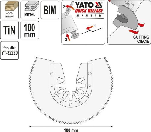 Yato fűrészlap multifunkciós géphez 100 mm bimetál-titán-nitrid