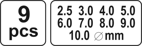 Yato bőrlyukasztó készlet 9 részes 2,5-10 mm