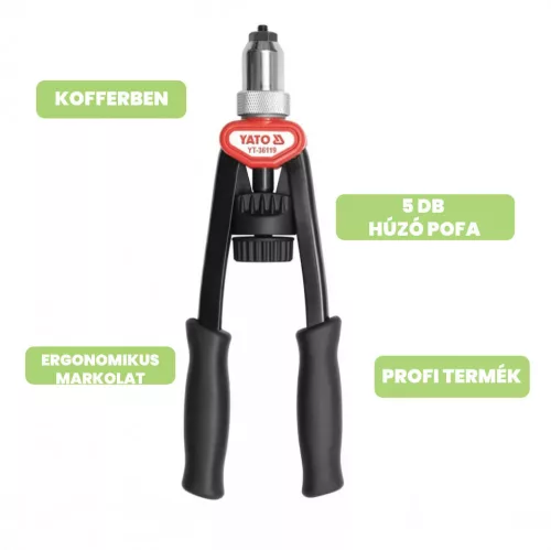 Yato szegecsanyahúzó karos M5, M6, M8, M10, M12 338 mm