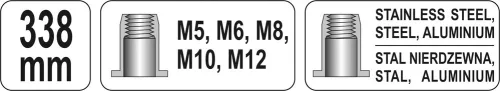 Yato szegecsanyahúzó karos M5, M6, M8, M10, M12 338 mm