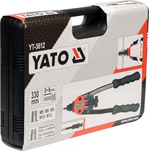 Yato szegecsanyahúzó fogó készlet karos 330 mm (M5-M6-M8-M10-M12)