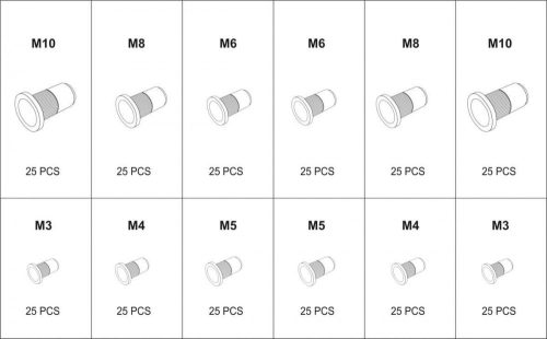 Yato alumínium és acél szegecsanya készlet 300 részes