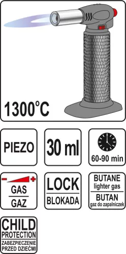 Yato gázégő 1300°C 30ml butan gázos