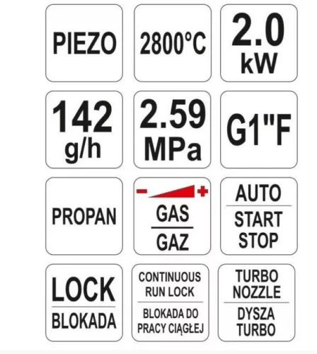 Yato gázégő pisztoly piezo 2kW 2800°C