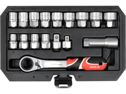 Yato nyitott dugókulcs készlet 17 részes 3/8", 1/2" Spline