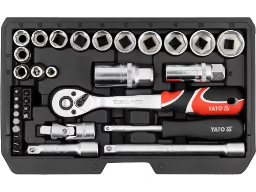 Yato szerszámkészlet 1/4", 3/8” 34 db